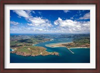 Framed Taiaroa Head, Otago Peninsula, Aramoana and Entrance to Otago Harbor, near Dunedin, New Zealand