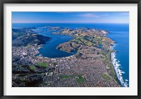 Framed Otago Harbor and Otago Peninsula, Dunedin City, New Zealand