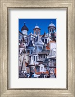 Framed Turret Town, Montage of Turrets from Dunedin's Historical Buildings, New Zealand
