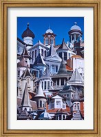 Framed Turret Town, Montage of Turrets from Dunedin's Historical Buildings, New Zealand