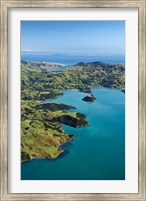 Framed Akaroa Harbor, Canterbury, South Island, New Zealand