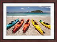 Framed Kayaks on Beach, Hahei, Coromandel Peninsula, North Island, New Zealand