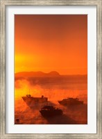 Framed New Zealand, Fishing Boats at sunrise, Stewart Island