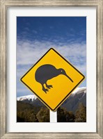 Framed New Zealand, South Island, Road Sign, St Arnaud Range