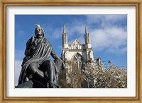 Framed Robert Burns Statue, and St Paul's Cathedral, Octagon, Dunedin, South Island, New Zealand