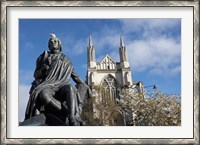 Framed Robert Burns Statue, and St Paul's Cathedral, Octagon, Dunedin, South Island, New Zealand