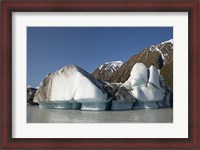 Framed Icebergs in Tasman Glacier Terminal Lake, Canterbury, South Island, New Zealand