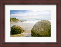 Framed Koekohe Beach, New Zealand, Moeraki boulders, rocks