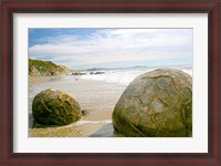 Framed Koekohe Beach, New Zealand, Moeraki boulders, rocks