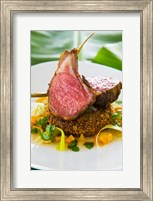 Framed Spiced Lamb Rack cuisine, Antigua, Caribbean