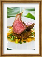 Framed Spiced Lamb Rack cuisine, Antigua, Caribbean