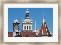 Framed Turrets, Spires & Clock Tower, Historic Railway Station, Dunedin, South Island, New Zealand