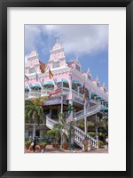 Framed Dutch Architecture of Oranjestad Shops, Aruba, Caribbean