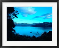 Framed Sailboats at Anchor, Akaroa Peninsula, New Zealand