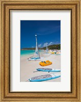 Framed Antigua, Dickenson Bay, beach, sailboats