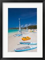 Framed Antigua, Dickenson Bay, beach, sailboats
