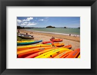 Framed Kayaks on beach, Paihia, Bay of Islands, Northland, North Island, New Zealand