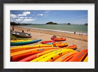 Framed Kayaks on beach, Paihia, Bay of Islands, Northland, North Island, New Zealand