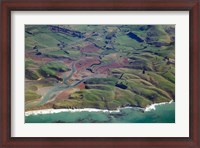 Framed Pleasant River, near Palmerston, East Otago, South Island, New Zealand - aerial