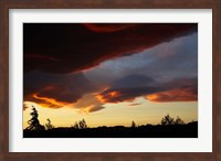 Framed Spectacular sunset over Mossburn, Southland, South Island, New Zealand