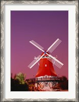 Framed Mill Resort against pink sky, Oranjestad, Aruba