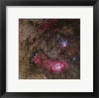 Framed Lagoon Nebula and Trifid Nebula in Sagittarius