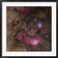 Framed Lagoon Nebula and Trifid Nebula in Sagittarius