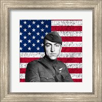 Framed Eddie Rickenbacker in front of the American flag