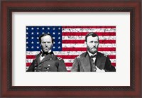 Framed General Sherman and General Ulysses S Grant with American Flag