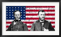 Framed General Sherman and General Ulysses S Grant with American Flag