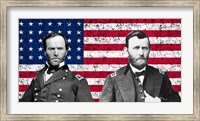 Framed General Sherman and General Ulysses S Grant with American Flag