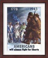 Framed American Infantryman Marching War Poster