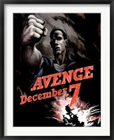 Framed World War II Poster Declaring Avenge December 7th