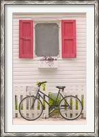 Framed Beach House and Bicycle, Loyalist Cays, Bahamas, Caribbean