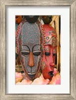 Framed Masks and Conch Shells at Straw Market, Nassau, Bahamas, Caribbean