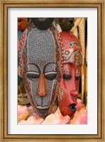 Framed Masks and Conch Shells at Straw Market, Nassau, Bahamas, Caribbean