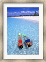 Framed Snorkeling in the blue waters of the Bahamas