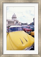 Framed Classic 1950's Auto at Havana Capitol, Havana, Cuba