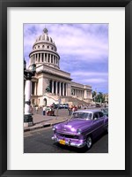 Framed Classic 1950's purple Auto, Havana, Cuba