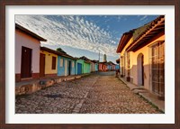 Framed Early morning view of streets in Trinidad, Cuba