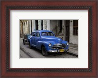Framed 1950's era blue car, Havana Cuba