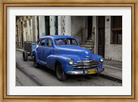 Framed 1950's era blue car, Havana Cuba