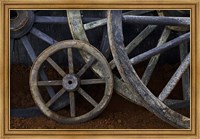 Framed Rustic wagon wheels on movie set, Cuba