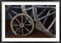 Framed Rustic wagon wheels on movie set, Cuba