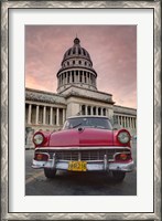Framed 1950's era pink car,  Havana Cuba
