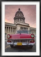 Framed 1950's era pink car,  Havana Cuba