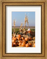 Framed Pumpkin, hay bales, scarecrows, Fruitland, Idaho