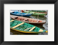 Framed Colorful local wooden fishing boats, Alter Do Chao, Amazon, Brazil