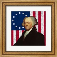 Framed John Adams Against the American Flag