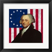 Framed John Adams Against the American Flag